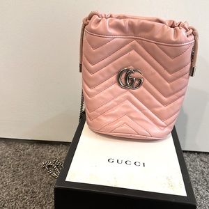 Pink Gucci bucket bag